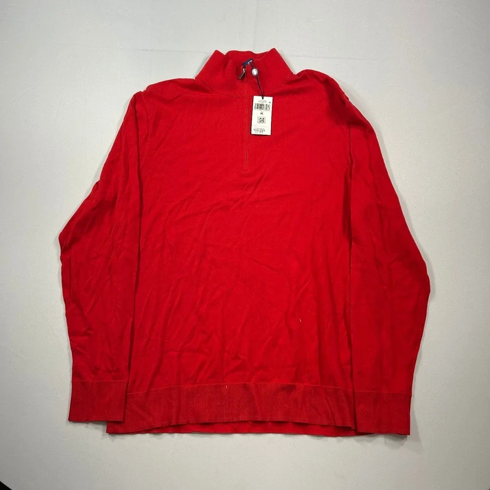 Polo‎ Ralph Lauren Luxury Jersey Sweater Mens XL Red 1/4 Zip Pullover $228 NEW